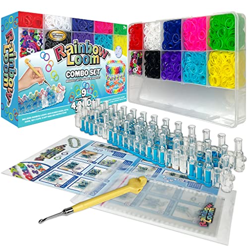 Rainbow Loom Combo Set, Features 4000+ Colorful Rubber Bands, 2 Step-by-Step Bracelet Instructions, Organizer Case, Great Gift for Kids 7+ to Promote Fine Motor Skills