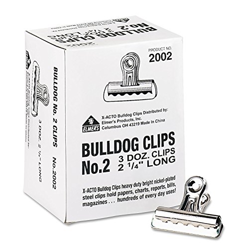 X-ACTO #2 Bulldog Clips, 2.25 Inches, Box of 36