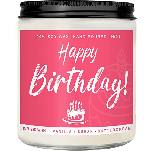 Auelife Happy Birthday Candle Gifts for Women - Unique Gift for Best Friend - Vanilla Sugar and Buttercream Candles Gift idea for Her Sister Mom Coworker Classmate Bestie Present 7 oz