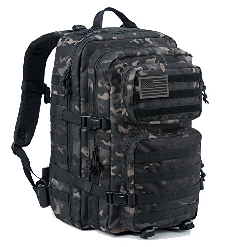 REEBOW GEAR Military Tactical Backpack Large Army 3 Day Assault Pack Molle Bag Backpacks (Black Camo)