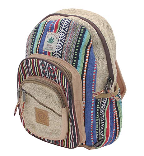 KayJayStyles Handmade Natural Hemp Nepal Backpack Purse, Small Lightweight Daypack (DAYPACK1)