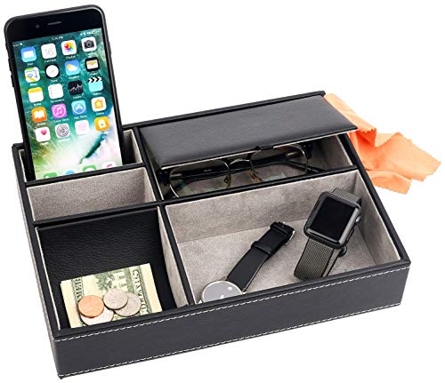 Mantello Nightstand Organizer, Small Valet Tray for Men, Black