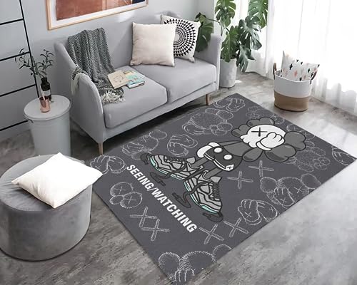 Hypebeast Area Rug Modern Abstract Art Pop Carpet Graffiti Art Decor Rug for Living Room Bedroom Playroom Non-Slip Mat 4'x 5.3'