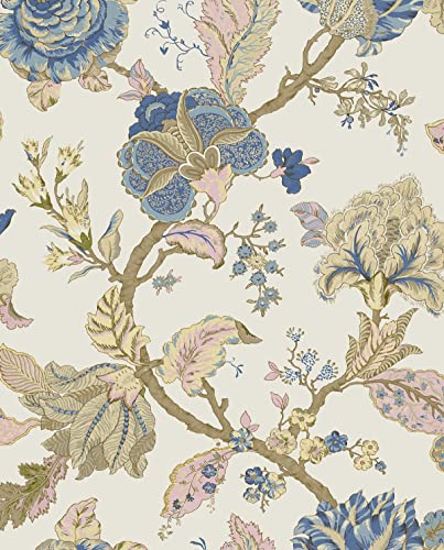 NextWall Kianna Jacobean Floral Peel and Stick Wallpaper (Parchment)