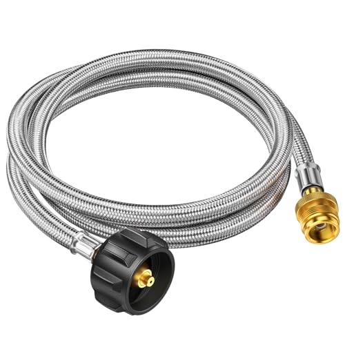 Alloxity 5FT Propane Hose Adapter 1lb to 20lb, Propane Adapter Hose, Propane Tank Hose Fit for Webber Q Grill/Black Stone Griddle/Coleman Camping Stove/Buddy Heater