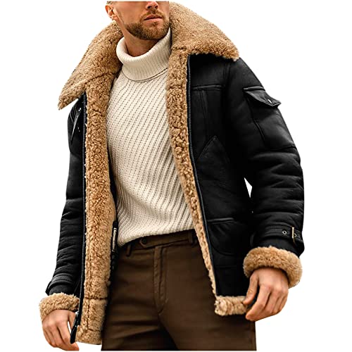 Men's Fur Coat Fur Collar Plus Velvet Splicing Overcoat 2022 Winter Fashion Casual Thickening Warm Leather Jacket