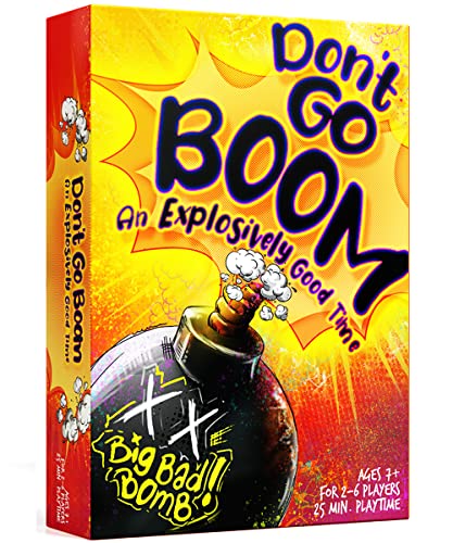 Don’t Go Boom Card Game - Family Card Games Gifts - Stocking Stuffer Ideas - Card Games for Kids for Game Night - Fun Childrens Games - (2 - 6 Players) Ages 7+