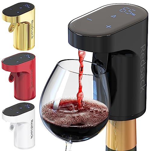 Redsack Electric Wine Decanter Aerator Dispenser Pourer Whiskey Adjustable Quantity Liquor Wine Pump Birthday Gift for Men Women Mom Dad Boss Brother Husband Funny Unique Gifts for Him Friends (Black)