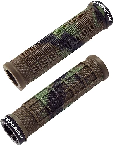 Marque Grapple Mountain Bike Handlebar Grips – Single Lock-On Ring MTB and BMX Bicycle Handle Bar with Non-Slip Grip (Jungle Camo)