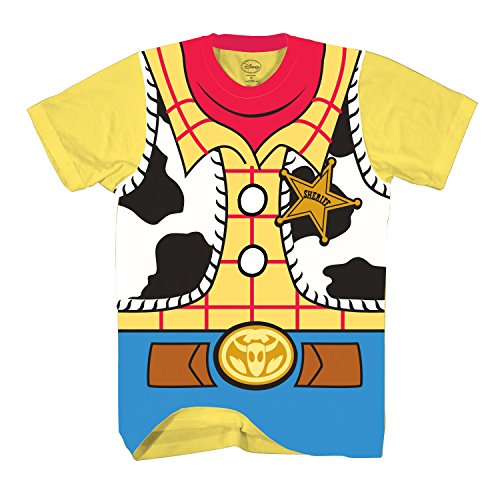 Toy Story Sheriff Woody Cowboy Costume Adult T-Shirt(XXL, Yellow)