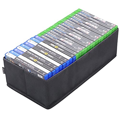 sisma Video Games Storage Case Compatible with Xbox PS5 PS4, Holds Around 22-25 Game Discs, Games Organizer Home Safekeeping Foldable Box