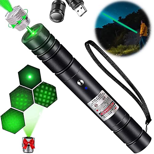 Long Range Green Laser Pointer, Green Laser Pointer High Power, Laser Pointer Powerful High Power Laser Pointer, USB Rechargeable Laser Pointer for Outdoor Hunting in Camping and Hiking