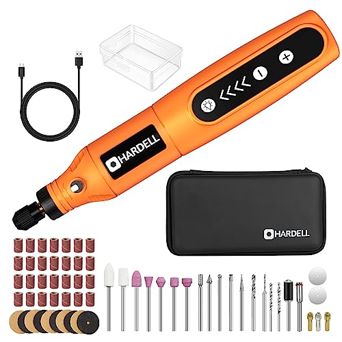 HARDELL Mini Cordless Rotary Tool Kit, 5-Speed and USB Charging with 61 Accessories, Multi-Purpose 3.7V Power Rotary Tool for Sanding, Polishing, Drilling, Etching, Engraving, DIY Crafts