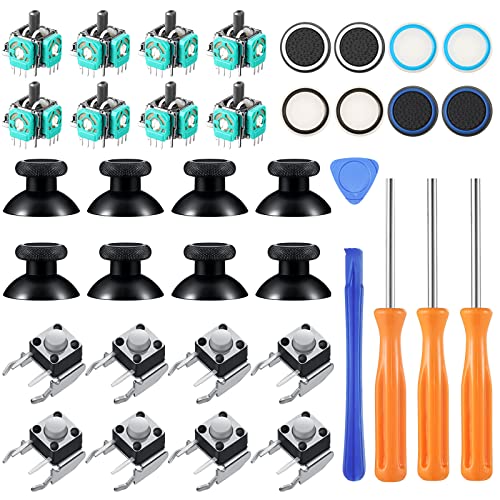 Yunsailing 37 Pcs Analog Joysticks Repair Kit Compatible with Xbox One Controllers, Include Bumper Buttons Replacement Thumbstick Hat Silicone Hat Covers with Screwdriver Repair Parts [video game]