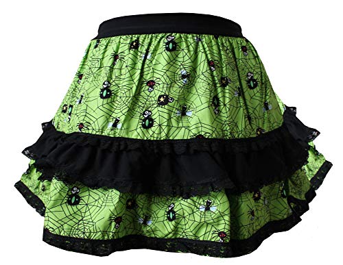 Retro 50's Rockabilly Swing Vintage Print Lolita Mini Skirt (Spooky Little Spiders, L/XL)