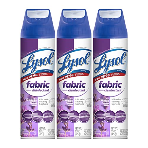 Lysol Fabric Disinfectant Spray, Sanitizing and Antibacterial Spray, For Disinfecting and Deodorizing Soft Furnishings, Lavender Fields 15 Fl. Oz (Pack of 3)