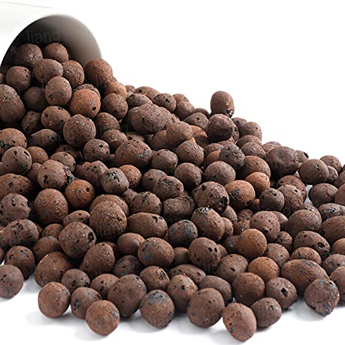 Boniosz 2 Liters Leca Expanded Clay Pebbles 0.4''-0.7'' Grow Media Porous Stones Natural Clay Aggregate Pellet Ventilation Drainage Water Purification Ceramsite for Hydroponics, Orchids, Aquaponics