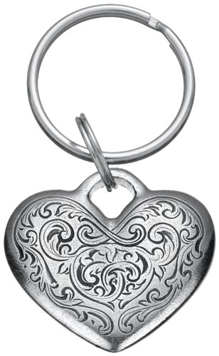 DANFORTH Florentine Heart Keychain Handcrafted Pewter Love Keychain For Her – 1 ½” Tall, Made In USA