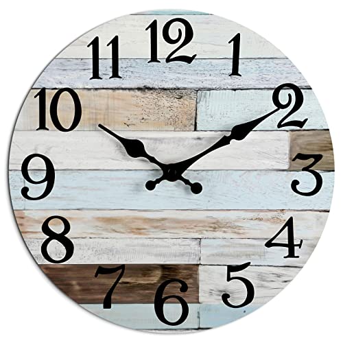 KECYET Wall Clock - 10 Inch Silent Non-Ticking Wall Clocks Battery Operated Coastal Country Style Decorative for Living Room, Kitchen, Home,Bathroom, Bedroom, Laundry Room