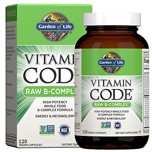 Garden of Life Vitamin B Complex - Vitamin Code Raw B Complex - 120 Vegan Capsules, High Potency B Complex Vitamins for Energy & Metabolism with B6, Folate & B12 as Methylcobalamin plus Probiotics