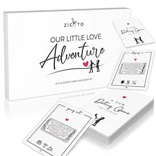 ZICOTO 40 Fun Date Night Ideas for Couples - The Perfect Scratch Off Card Deck Game for Unique Date Night Adventures - Great for Him/Your Boyfriend, Husband, Girlfriend or Wife
