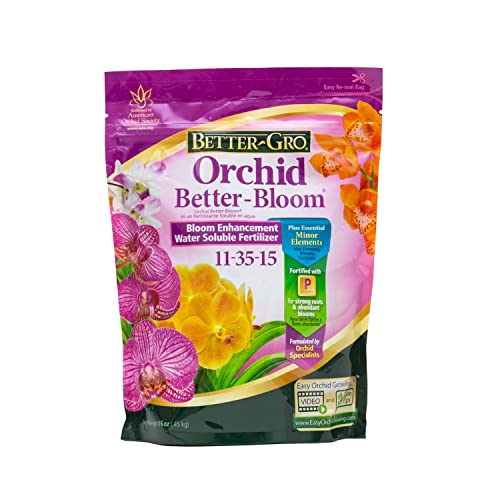 Better-Gro Orchid Better-Bloom 11-35-15 - Urea-Free Bloom Fertilizer for Orchids, High-Content Phosphorus for Vibrant Blooms, Water Soluble, Ideal for Indoor House Plants - 16 oz Resealable Bag