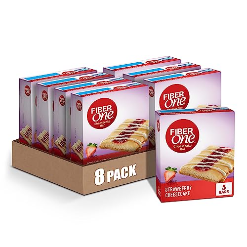 Fiber One Cheesecake Bars, Strawberry Cheesecake, Snack Bars, 6.75 oz, 5 ct (Pack of 8)