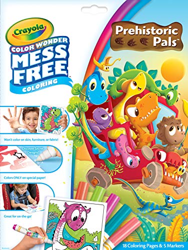 Crayola Color Wonder Prehistoric Pals, Dinosaur Coloring Pages, Mess Free Coloring for Toddlers, Dinosaur Toys, Easter Basket Stuffer