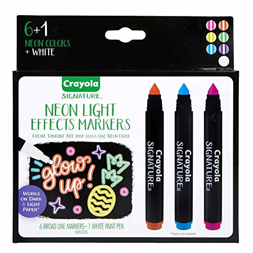 Crayola Signature Neon Markers, Light Effects, 6 Count, Gift for Teens & Adults