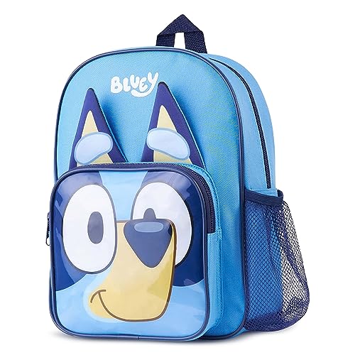 Bluey Backpack, Kids Backpack with Spacious Interior and Mesh Side Pockets, Cute Kids and Toddler Backpack with Adjustable Straps, 11.8” x 8.7” x 3.5”