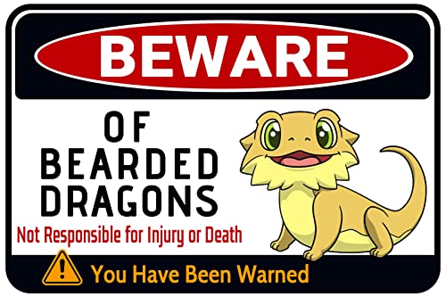 Beware of Bearded Dragons Sign for Bearded Dragon Tank Cage Decor - Gift for Dragon Lover 12' * 8' (036)