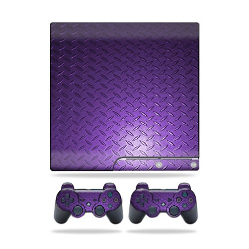 MightySkins Skin Compatible with Sony Playstation 3 PS3 Slim Skins + 2 Controller Skins Sticker Purple Dia Plate