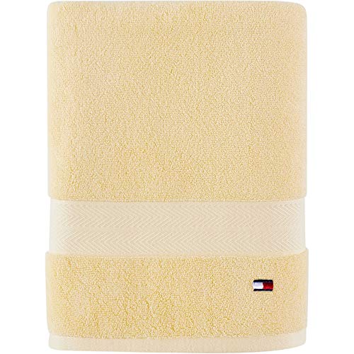 Tommy Hilfiger Modern American Solid Bath Towel, 30 X 54 Inches, 100% Cotton 574 GSM (Sunshine), Light Yellow