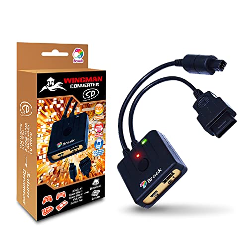 Brook Wingman SD Converter - Support XB Series X/S/One/360, PS5/PS4/PS3, Xb Elite 1/2, Switch Pro Controllers on Dreamcast Saturn Console, PC(X-Input), Controller Adapter, Turbo and Remap