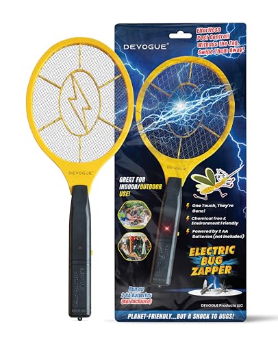 DEVOGUE Electric Fly Swatter Bug Zapper Battery Operated Flies Killer Indoor & Outdoor Pest Control Mosquito and Insect Catcher Racket