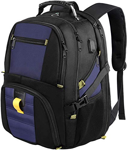 YOREPEK Travel Backpack, Extra Large 50L Laptop Backpacks for Men Women, Water Resistant College Backpack Airline Approved Business Bag with USB Charging Port Fits 17 Inch Computer, Roy Blue