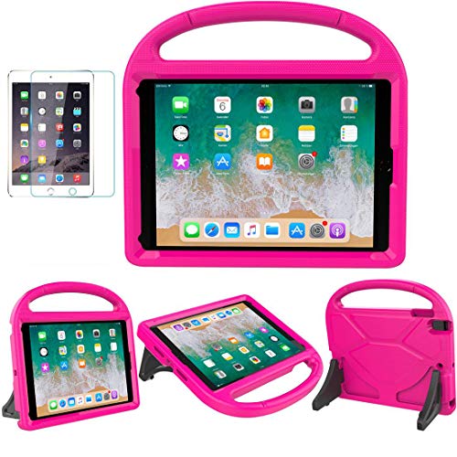 SUPLIK Kids Case for iPad 5th/6th Generation (9.7-inch, 2017/2018), iPad Air 2 Case with Screen Protector, iPad Pro 9.7 Durable Shockproof Protective Cover with Handle Stand for Kids, Pink