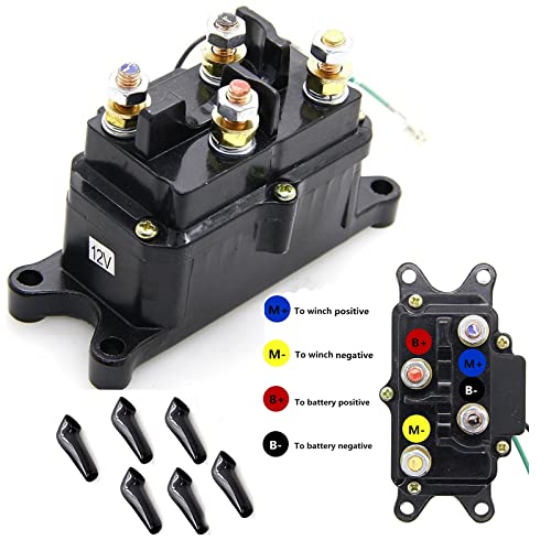 KanSmart Winch Solenoid Relay Contactor 12V 250A Winch Relay Thumb Truck for ATV UTV Boat 4x4 Vehicles 3000-5000lbs Winch with 6 Protecting Caps - Replacement 63070 62135 74900 2875714 70715