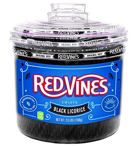 Red Vines Twists, Black Licorice Flavor, 3.5LB Bulk Tub, Old Fashioned Soft & Chewy Candy