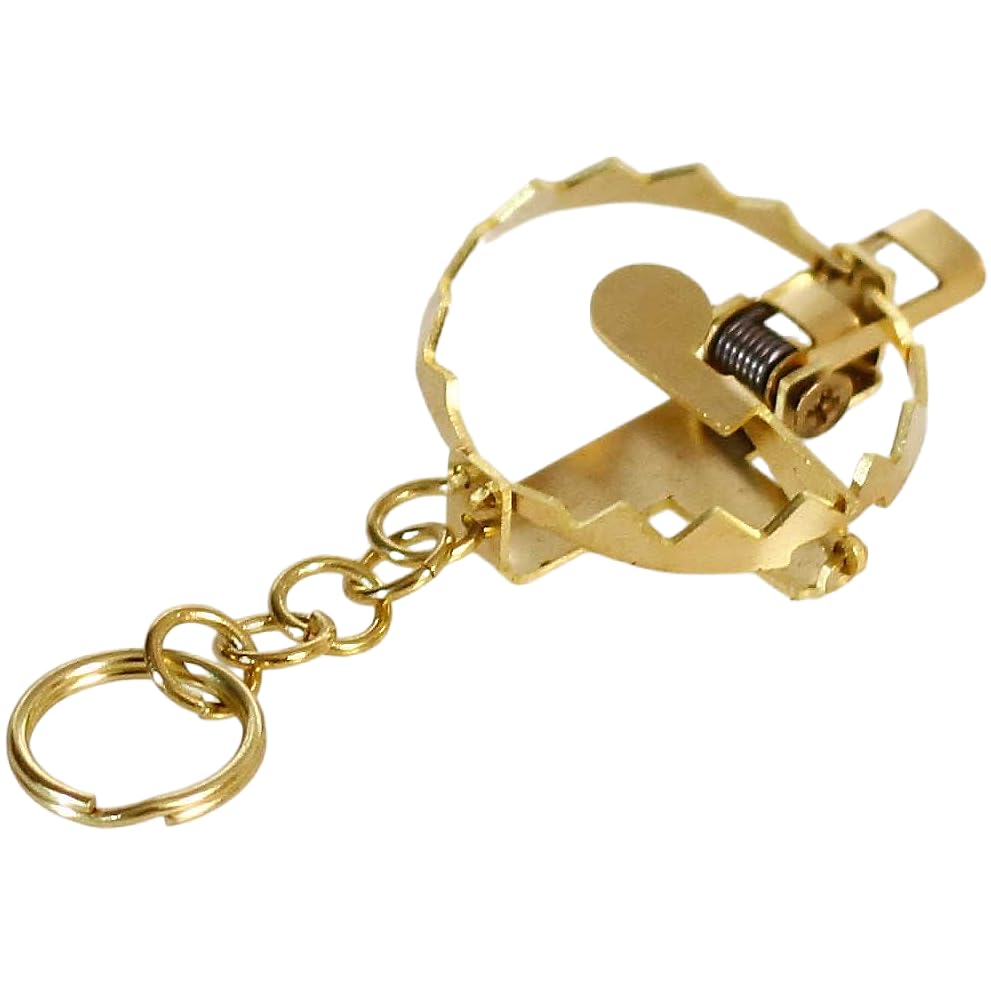 TAOHUAJIANG Mini Bear Trap Keychain Funny Keychain Unzip Keychain Fidget Keychain Mouse Trap Cool Keychains Keychain Gadgets (Brass, Gold)