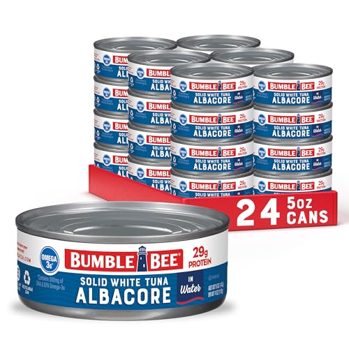 Bumble Bee Albacore Tuna in Water, 5 oz Can (24 Pack) - Wild Caught, 29g Protein, Non-GMO, Gluten Free, Kosher - For Tuna Salad & Recipes