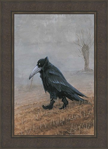 Krahe by Rudi Hurzlmeier 24x33 Crow Raven Black Bird Wearing Cowboy Boots Humorous Fantasy Framed Art Print Picture