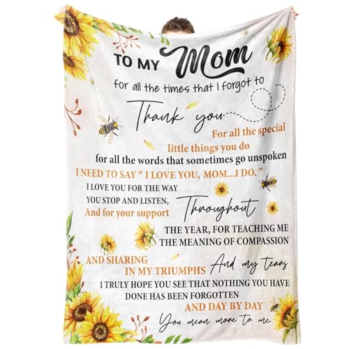 BeneCharm Mom Gifts, Mom Mother Day Birthday Gifts from Daughter Son - to My Mom Soft Cozy Throw Blanket 60'x50'