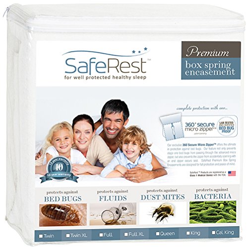 SafeRest Premium 9' Thick Box Spring Encasement - Waterproof - Breathable, Noiseless and Vinyl Free - Fits Up to 9' - TwinXL