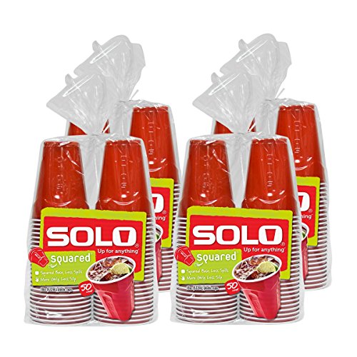 SOLO Cup Company Red Squared Plastic Party, 18 Ounce, 200 Count, 50 Count (Pack of 4)