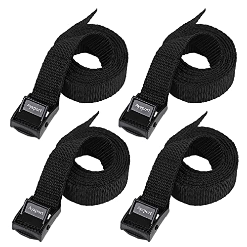 Ayaport Lashing Straps with Buckles Adjustable Cam Buckle Tie Down Cinch Strap for Packing Black 4 Pack
