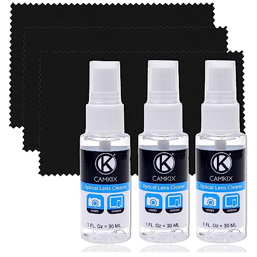 CamKix Lens and Screen Cleaning Kit - 3X Cleaning Spray, 3X Microfiber Cloth - Perfect to Clean The Lens of Your DSLR or GoPro Camera - Also Great for Your Smartphone, Tablet, Notebook, etc.