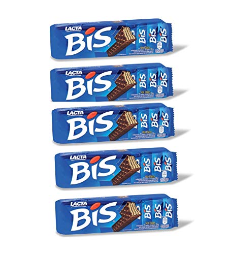 BIS Chocolate Wafer Biscuits, Wafer Rechado Coberto Com Chocolate 126g (Pack of 5)