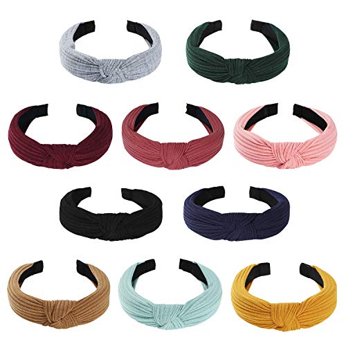 Tyfthui 10 Pcs Headbands, Wide Knotted Fashion Turban Headbands Hair Hoops Accessories for Women and Girls