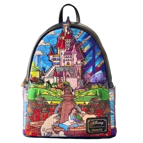 Loungefly Disney Princess Castle Series Belle Womens Double Strap Shoulder Bag Purse, One Size, Multicolor